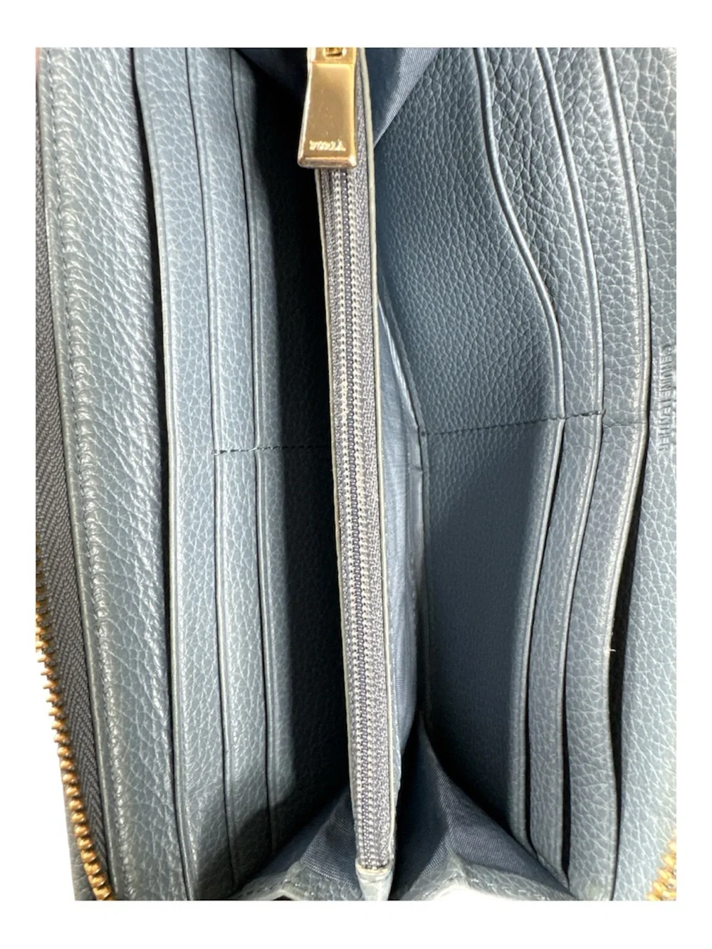 FURLA Blue/Gray Leather Flap/Corner Zip Wallet
